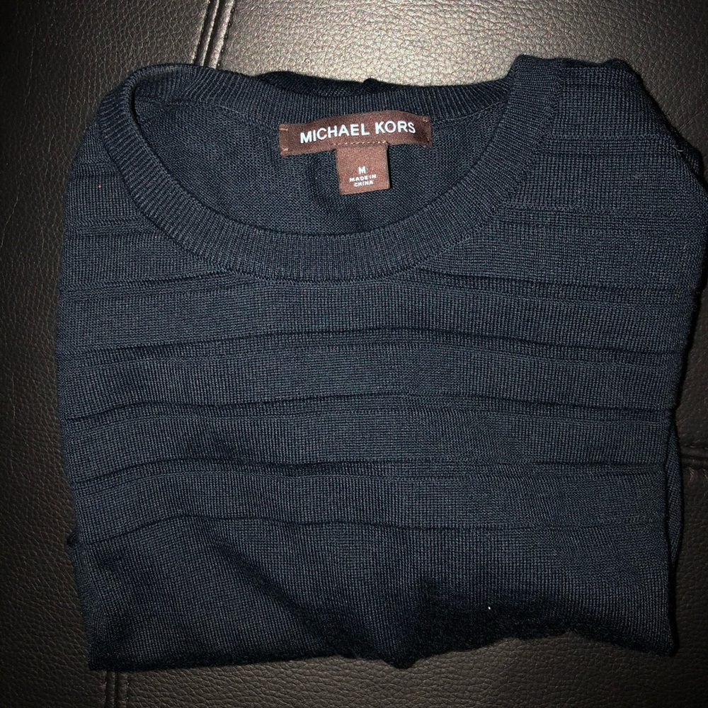MICHAEL KORS | MENS RIBBED COLLAR SWEATER | NAVY